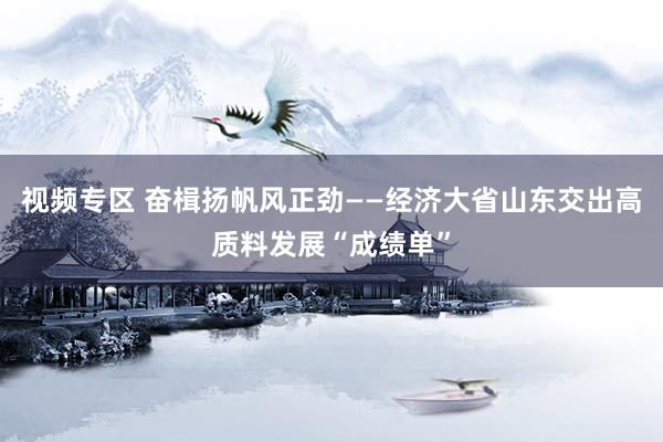 视频专区 奋楫扬帆风正劲——经济大省山东交出高质料发展“成绩单”